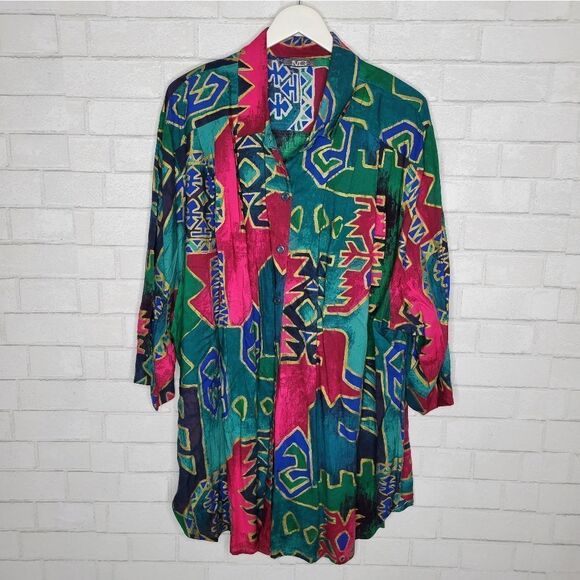MG VINTAGE 90s Green Maroon Gold Short Sleeve Shirt - Picture 1 of 4